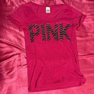 Victoria's Secret Pink Tee w zebra print sequins